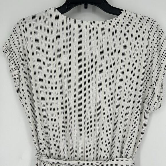 Gap Kimono Jumpsuit White Black Dots Wide Leg Short Sleeve Belted Size S - Picture 7 of 10